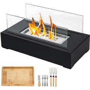 Tabletop Fire Pit with Smores Maker Kit Portable Indoor/Outdoor Small Fireplace